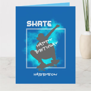 Cartão Skate Boarding Silhouette Personalized Birthday