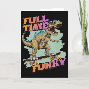 Cartão Skate De Dinossauro Engraçado Funky Em Tempo Integ