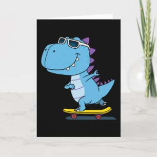 Cartão skateboard de dinossauro