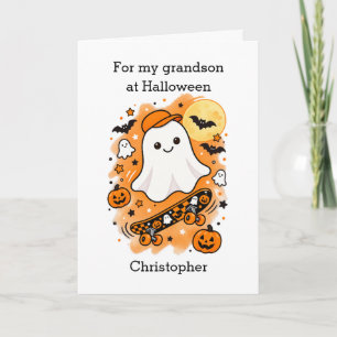 Cartão Skateboard Fantasma Personalizado Halloween Neto