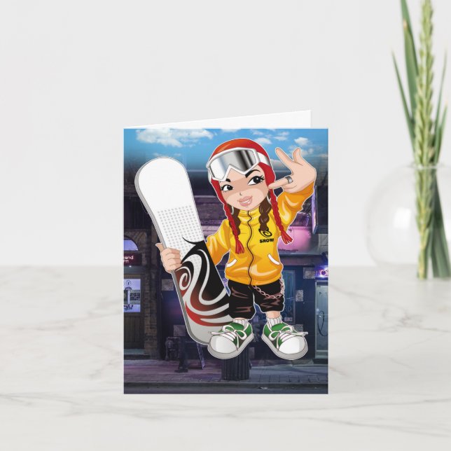 Cartão Skateboarder Folded Greeting Card (Frente)