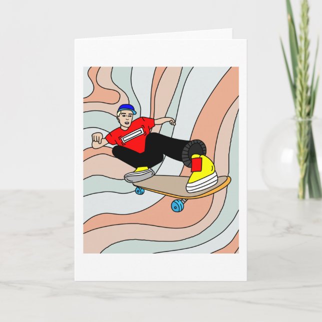 Cartão Skateboarder Retro (Frente)