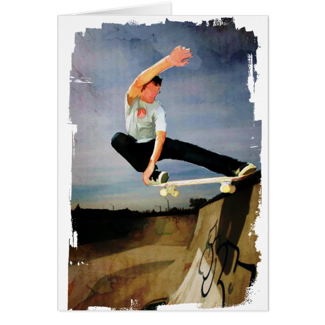 Cartão Skateboarding a parede (Frente)