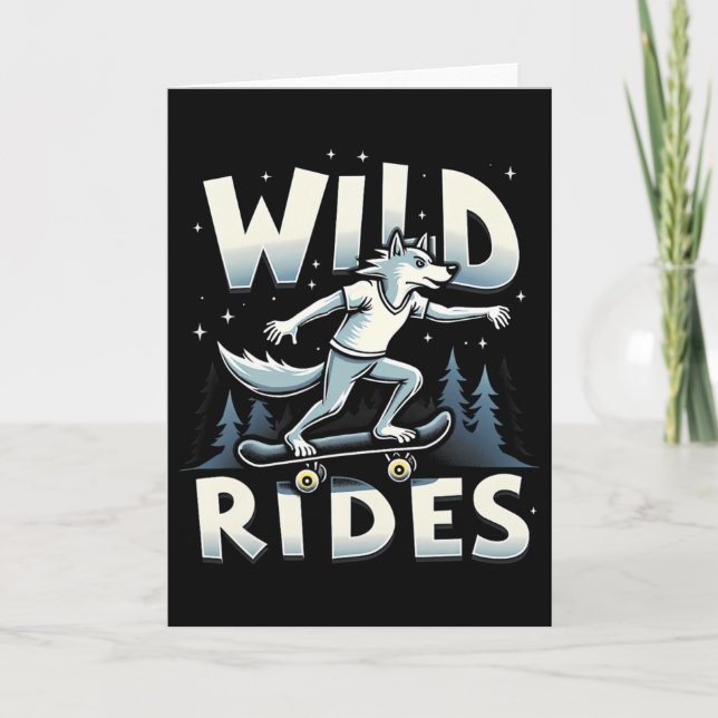 Cartão Skateboarding Wolf Spirit Animal Wolf Wild Rides  (Frente)