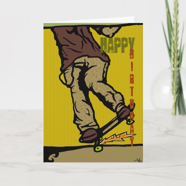 Cartão skater2, Happy, Aniversário (Frente)