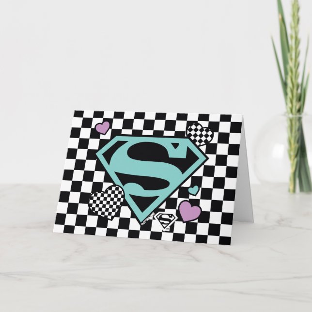 Cartão Skater Girl Supergirl Hearts-Shield (Frente)