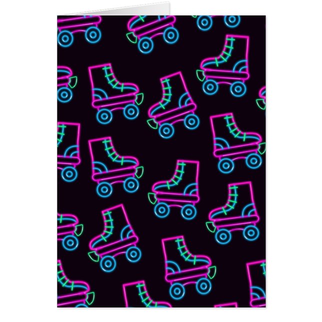 Cartão skates com cilindro de neon dos anos 80 (Frente)