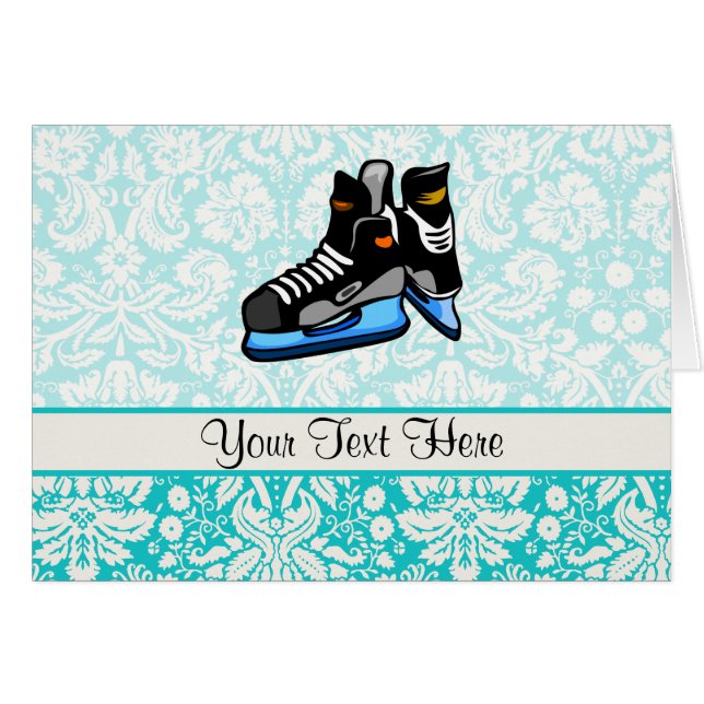 Cartão Skates do hóquei; Damasco (Frente Horizontal)