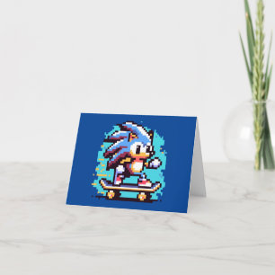 Cartão Skating Hedgehog: Arte de pixel de 8 bits com pixe