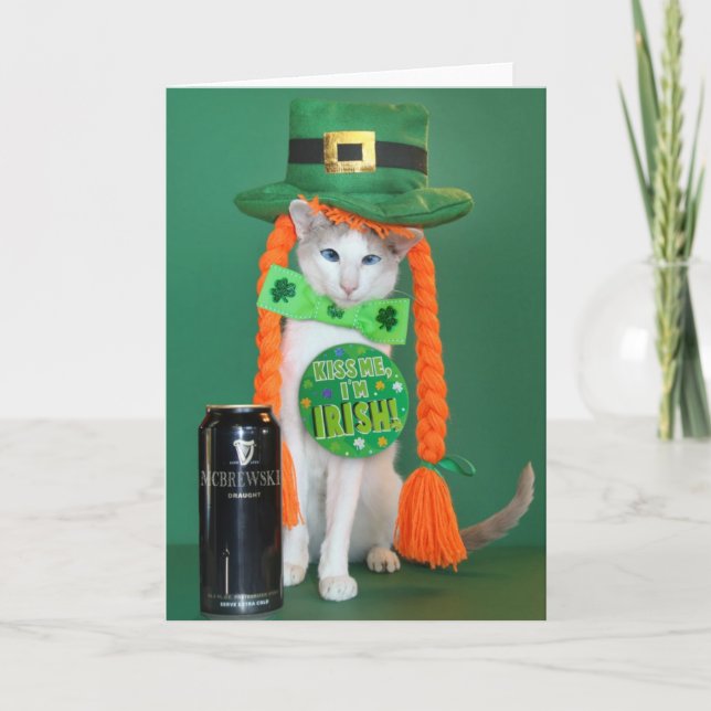 Cartão Skeezix McCat --- Cat St. Patrick's Day Card (Frente)