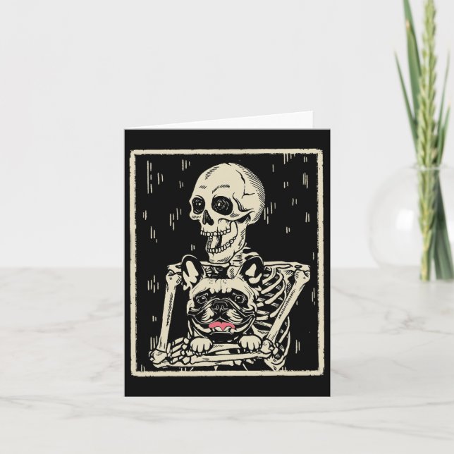 Cartão Skeleton abraça o cão-grande francês (Frente)