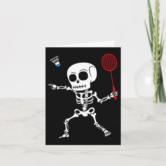 Cartão Skeleton Badminton Halloween Churrasco Fácil (Frente)