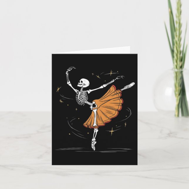 Cartão Skeleton Ballerina Balé Dance Halloween (Frente)