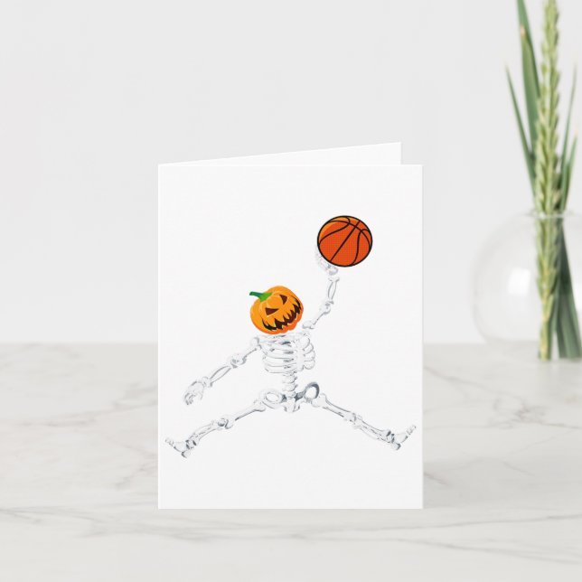 Cartão Skeleton Basball Halloween Pumpkin Slam Dunk (Frente)
