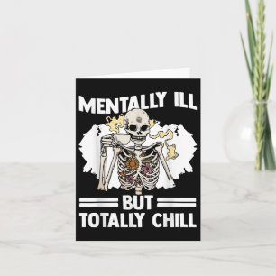 Cartão Skeleton Bebendo Café Sensibilização Mental D