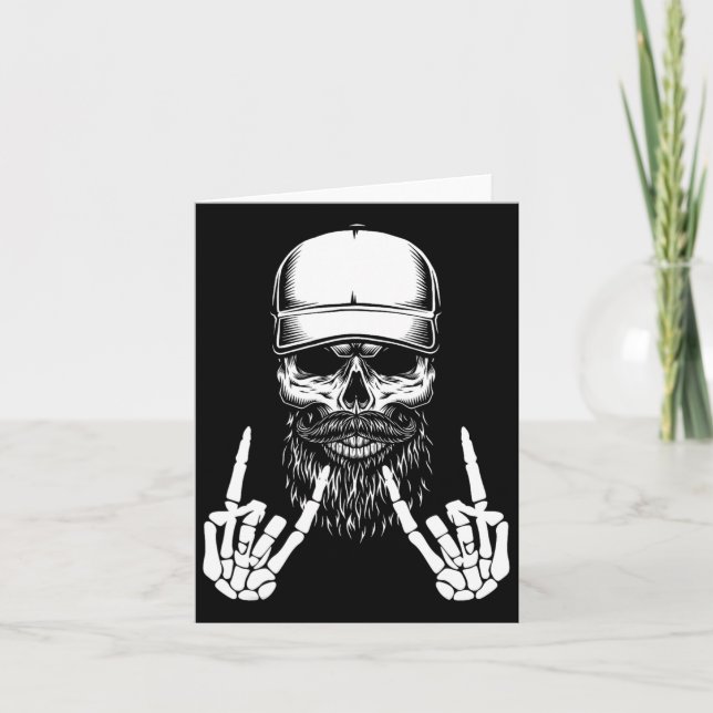 Cartão Skeleton Boné Skater Legal Halloween Punk Rock (Frente)