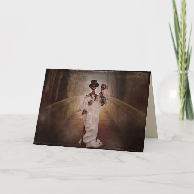 Cartão skeleton bride and groom greeting card (Frente)