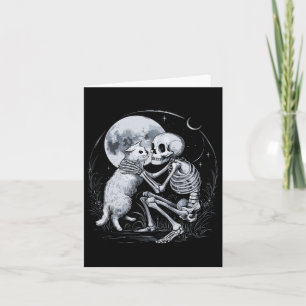 Cartão Skeleton Cat Gatinho de crânio Gótico de bruxos Ha