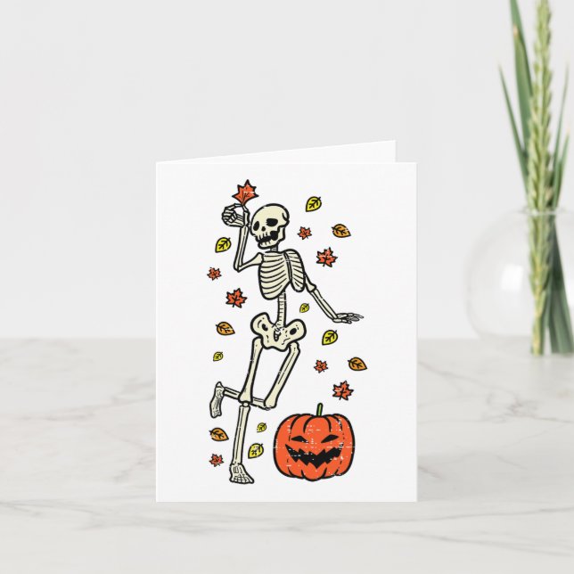 Cartão Skeleton Dance Pumpkin Fall Men (Frente)