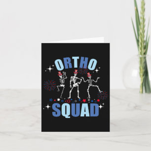 Cartão Skeleton Dancing Ortho Squad 4 de julho Bandeira D