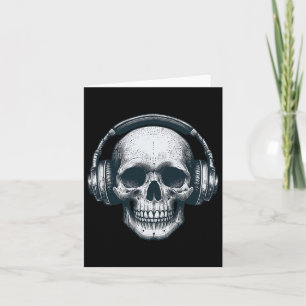 Cartão Skeleton Dj Fones de Ouvido Crânio Assustador Músi