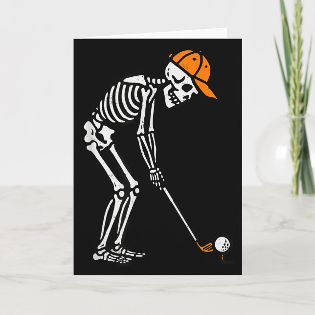 Cartão Skeleton Golf Halloween Golfer Costume Dad Mens Bo (Frente)