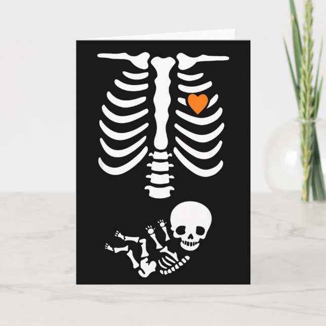 Cartão Skeleton Halloween Maternity Funny Pregnancy 2025  (Frente)