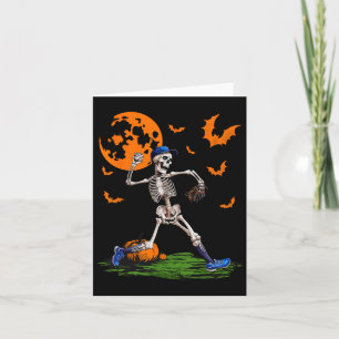 Cartão Skeleton Halloween Men Boys Baseball Spooky