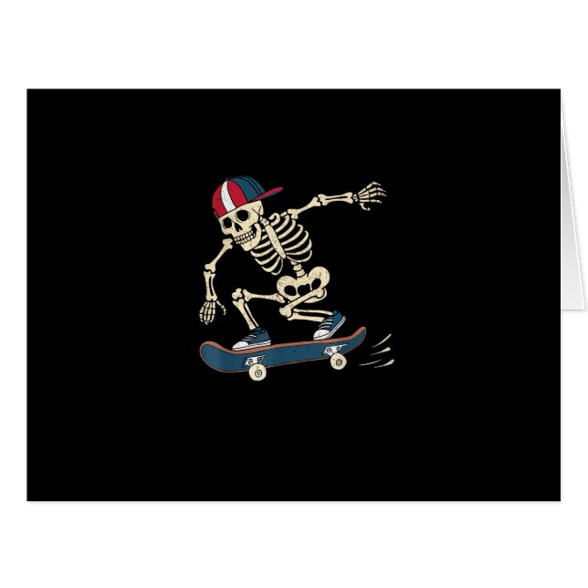 Cartão Skeleton Halloween Skate Skateboard (Frente horizontal)