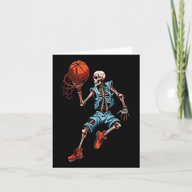 Cartão Skeleton Halloween Spooky Dunking Skull (Frente)