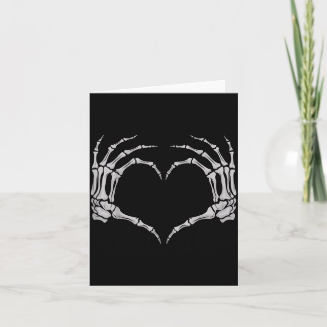 Cartão Skeleton Hand Heart Halloween Valentines Matching  (Frente)