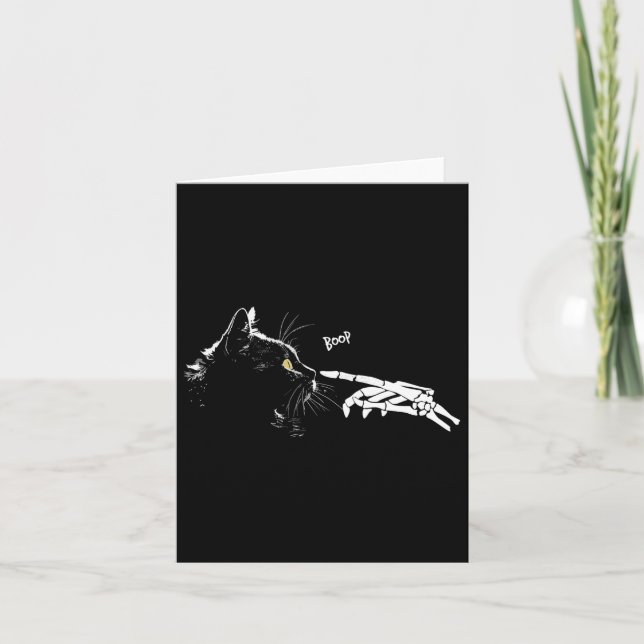 Cartão Skeleton Mão Boop Halloween Gats Pretos Cachorros  (Frente)