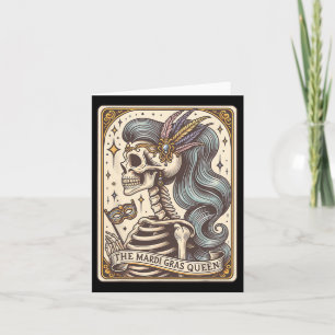 Cartão Skeleton Mardi Gras Queen Tarot Card Fat Terça-fei