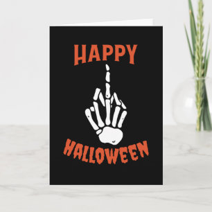 Cartão Skeleton Middle Finger Happy Halloween