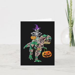 Cartão Skeleton Mummy Dinossaur T Rex Halloween Para Meni
