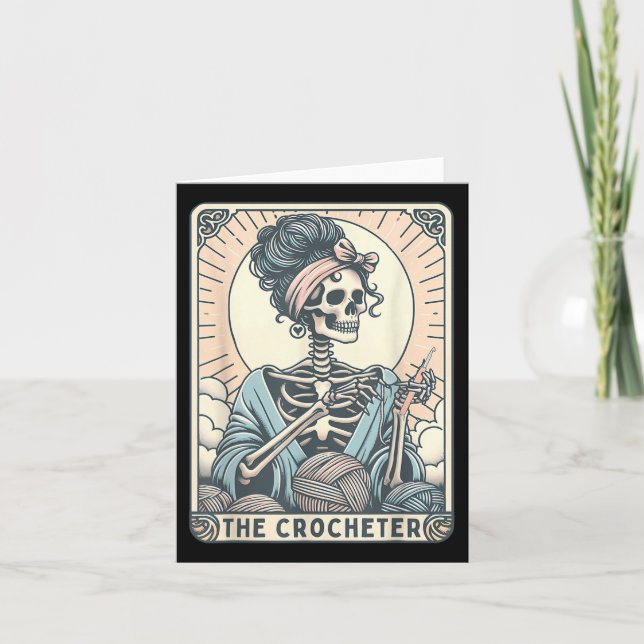 Cartão Skeleton O Crocheter Mãe Tarot Card Croc (Frente)