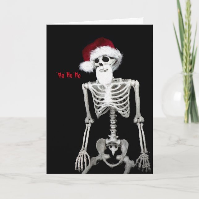 Cartão Skeleton Papais noeis Feliz de Natal assustada! (Frente)