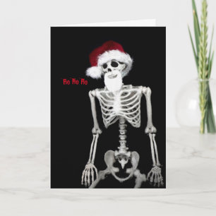 Cartão Skeleton Papais noeis Feliz de Natal assustada!