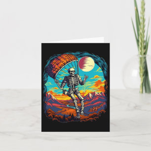 Cartão Skeleton Paragliding Skydiving Halloween Spooky