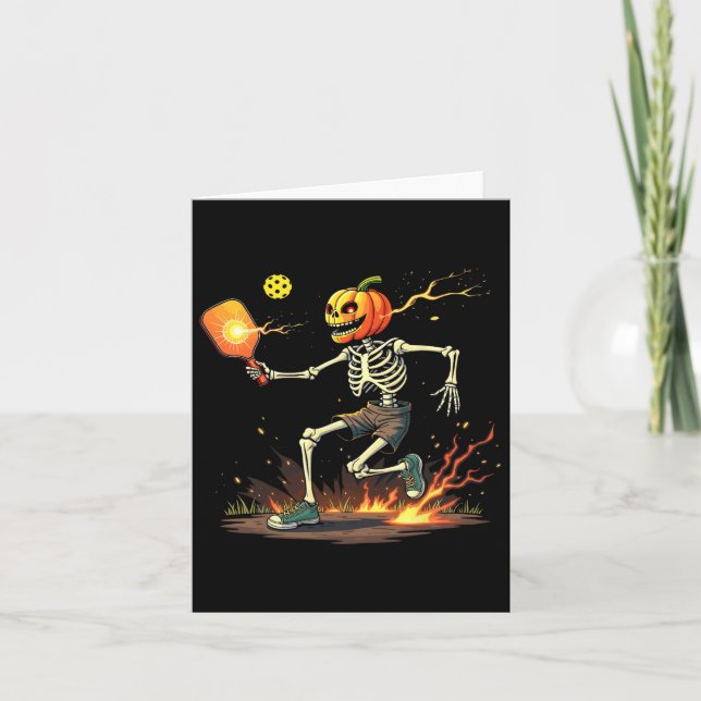 Cartão Skeleton Pickleball Halloween Spooky Esporte (Frente)