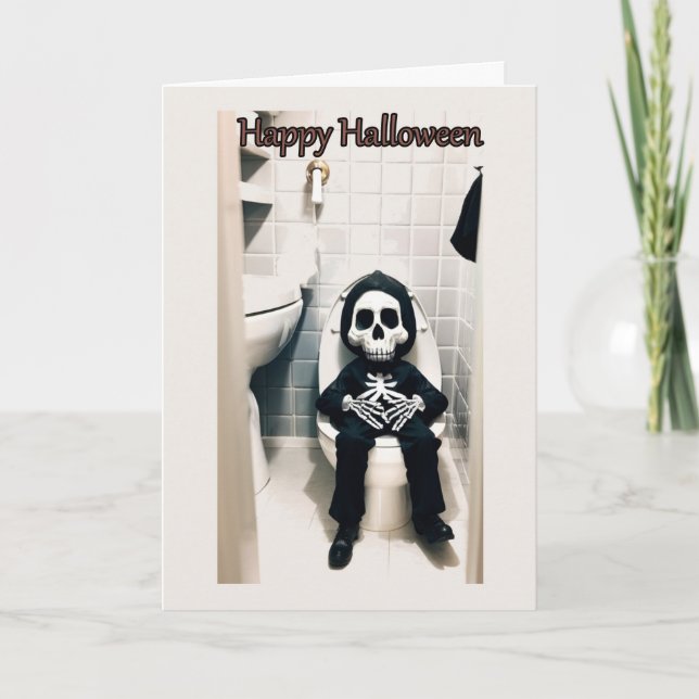 Cartão Skeleton Pit Stop Halloween Card (Frente)