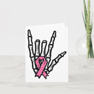 Cartão Skeleton Punk Rock Rocker Pink - Cancer de Mama Ro