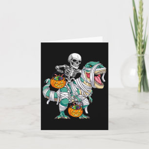 Cartão Skeleton Riding Dinossaur T Rex Divorciando Crianç