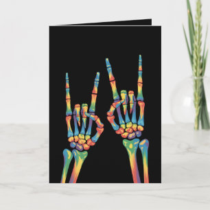 Cartão Skeleton Rock Hand Rainbow LGBTQ Gay Orgulho Lésbi