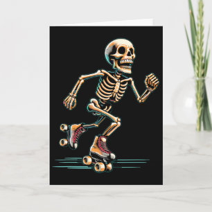 Cartão Skeleton Roller Skater Halloween