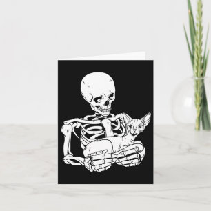 Cartão Skeleton Segurando Dia de as Bruxas engraçado Gato