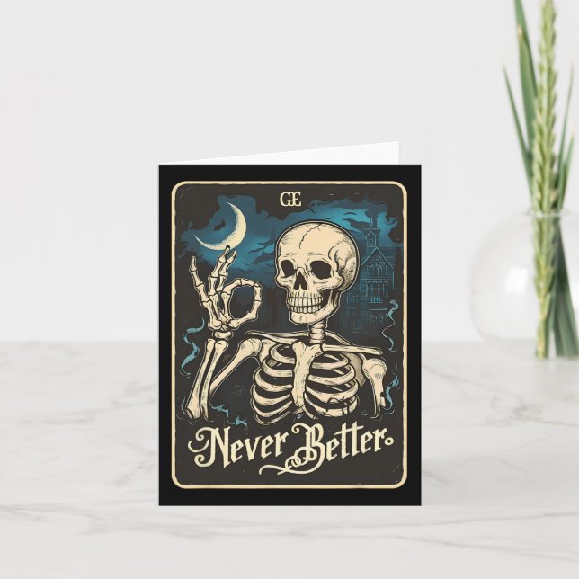 Cartão Skeleton Tarot Card Nunca Melhor Skertar Halloween (Frente)