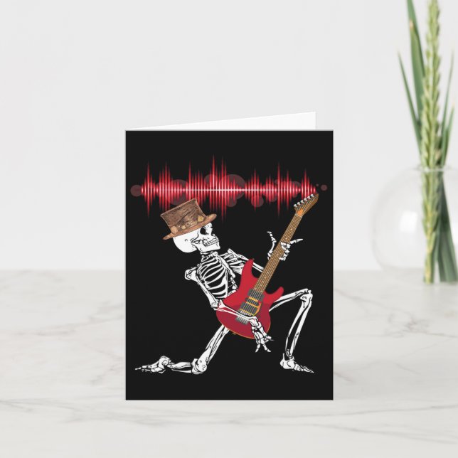 Cartão Skeleton tocando Dia de as Bruxas engraçado de vio (Frente)