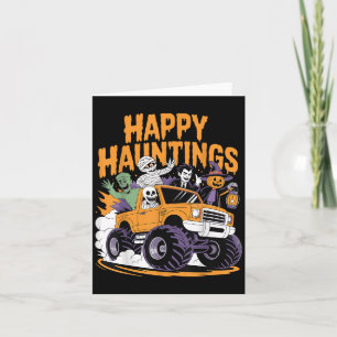 Cartão Skeleton Zombie Vampire Monster Truck Halloween Te