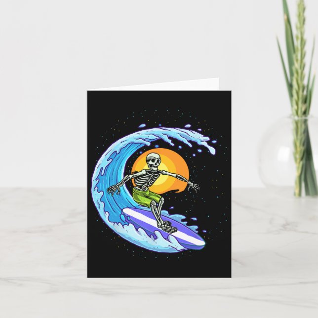 Cartão Skelfer Surfer Halloween Figurume Mens Mulheres Cr (Frente)